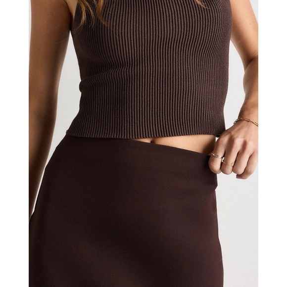 NEW Quince Ultra-Stretch Ponte Pencil Skirt Chocolate Brown Espresso Career L - Picture 2 of 9